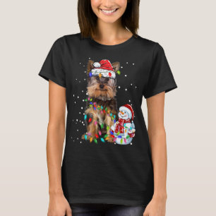 Camiseta Navidades Terrier de Yorkshire Santa Hat Xmas Luce