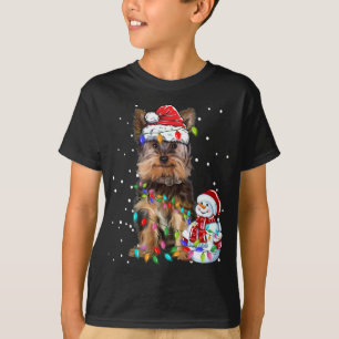 Camiseta Navidades Terrier de Yorkshire Santa Hat Xmas Luce