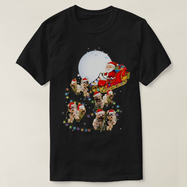 Camiseta Navidades Terrier de Yorkshire Santa Sleigh Perro  (Diseño del anverso)