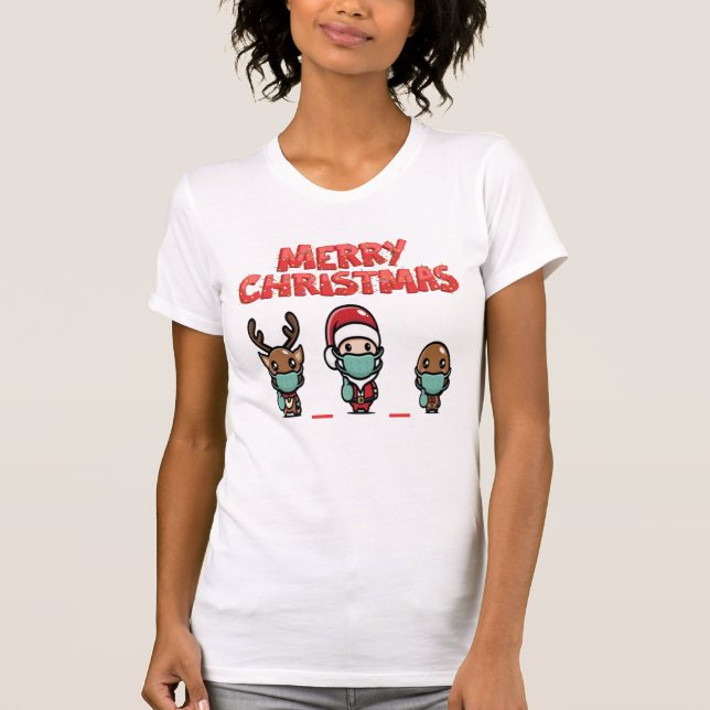 CAMISETA NAVIDADES TIEMPO DISTANCIA SOCIAL Y VINO (Anverso)