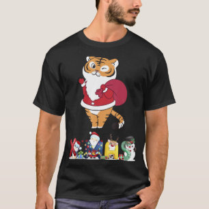 Camiseta Navidades Tiger Face Tree Snow Pajama Xmas 2021