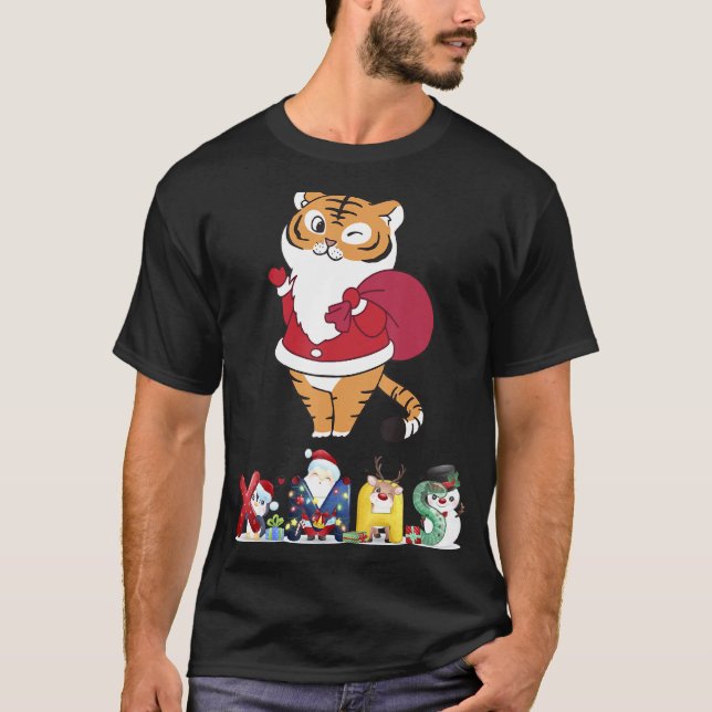 Camiseta Navidades Tiger Face Tree Snow Pajama Xmas 2021 (Anverso)