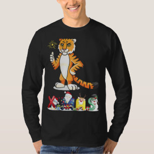 Camiseta Navidades Tiger Face Tree Snow Pajama Xmas 2021