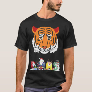 Camiseta Navidades Tiger Face Tree Snow Pajama Xmas 2021