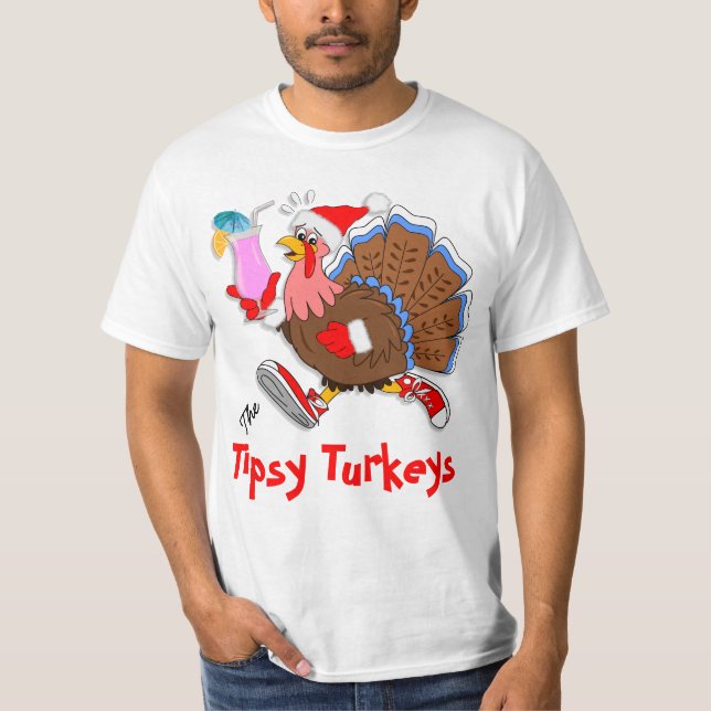 Camiseta Navidades Tipsy Turkey (Cóctel) - LS Sport-Tek (Anverso)