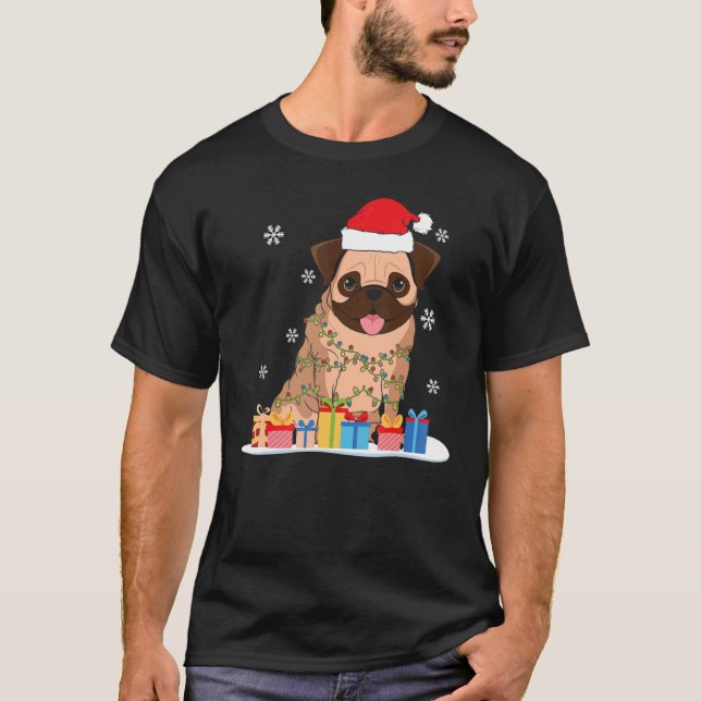 Camiseta Navidades Tirando Con Las Luces De Árboles De Navi (Anverso)