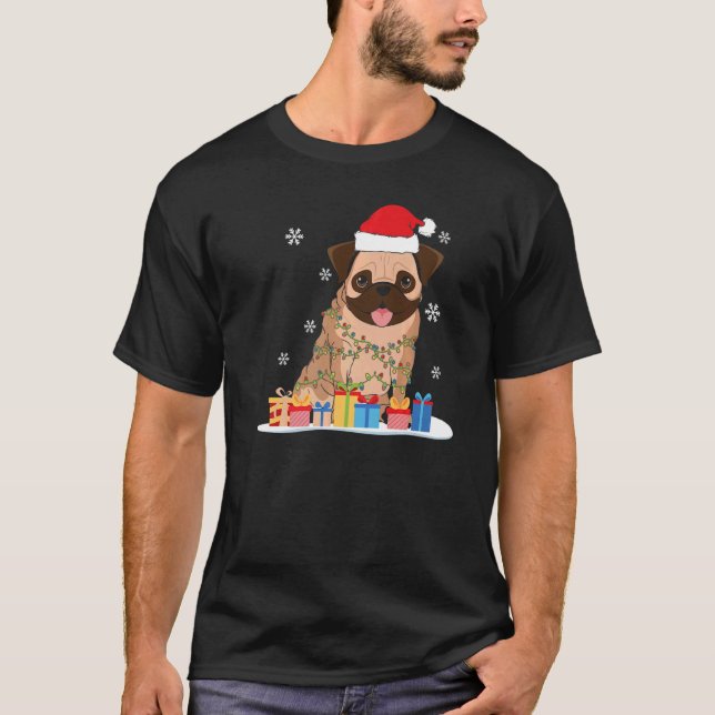 Camiseta Navidades Tirando Con Las Luces De Árboles De Navi (Anverso)