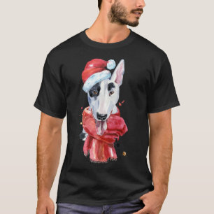 Camiseta Navidades Toro Perro Terrier Mano Dibuja Acuarela