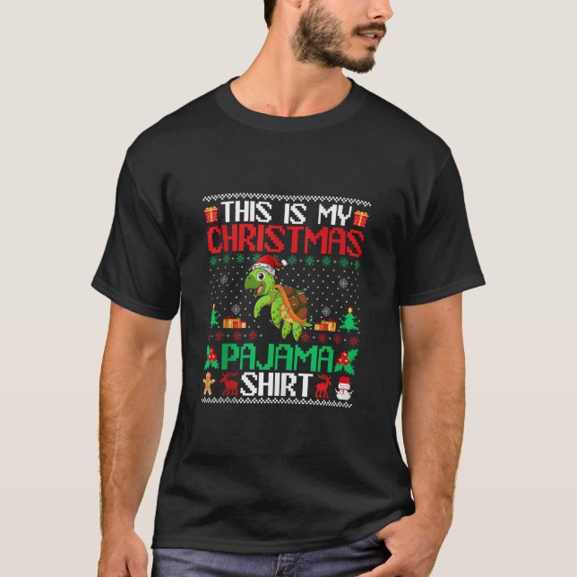 Camiseta Navidades tortoise Xmas Pajama Shirt Santa Hat Tor (Anverso)