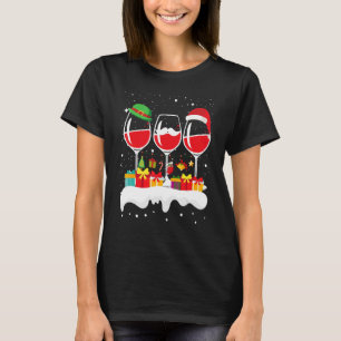 Camiseta Navidades Tres Vidrios De Vino Rojo Noche Santa EL
