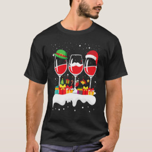 Camiseta Navidades Tres Vidrios De Vino Rojo Noche Santa EL