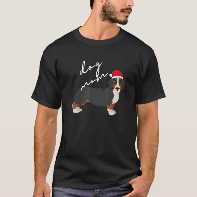 Camiseta Navidades Tri Colour Drever Dog Mom (Anverso)