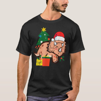 Camiseta Navidades Triceratops Dinosaur Cute Holiday Santa