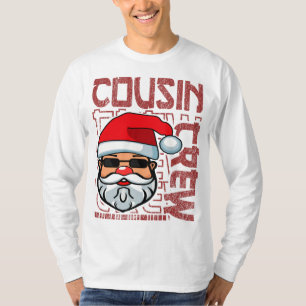 Camiseta Navidades Tripulación Santa Claus Tipografía Rojo