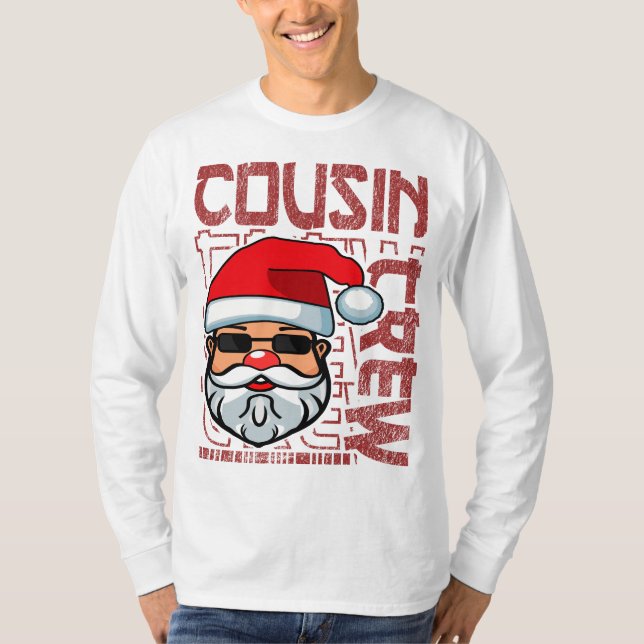 Camiseta Navidades Tripulación Santa Claus Tipografía Rojo (Anverso)