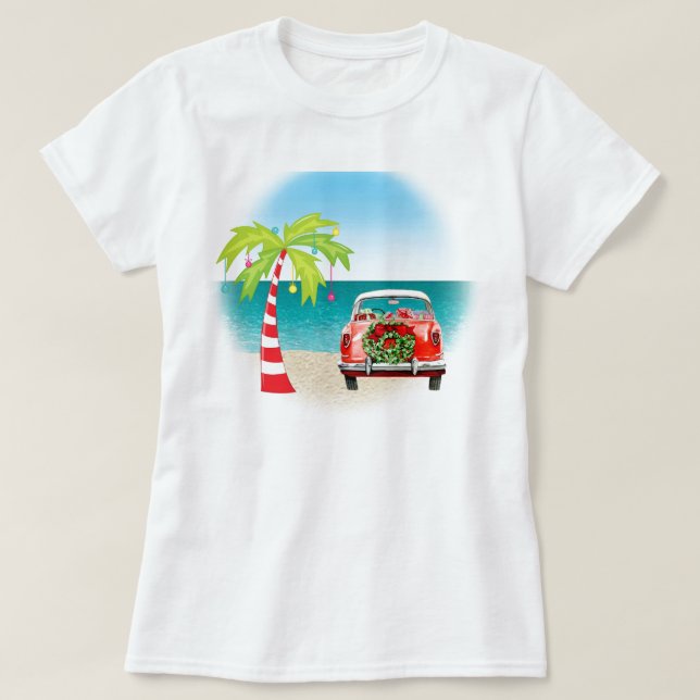 Camiseta Navidades Tropical Beach Classic Car (Diseño del anverso)