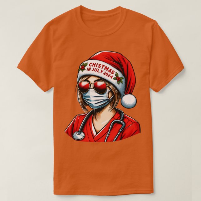 Camiseta Navidades tropicales 2024 de enfermeras sanas de v (Diseño del anverso)