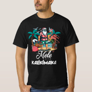 Camiseta Navidades tropicales de Mele Kalikimaka Santa Flam