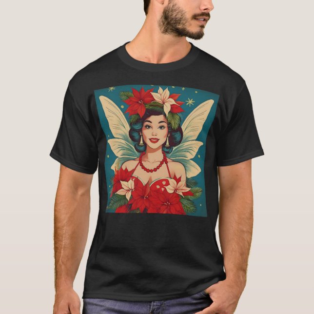 Camiseta Navidades tropicales retro años 50 Pin-Up Beauty Q (Anverso)