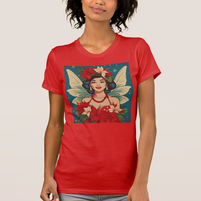 Camiseta Navidades tropicales retro años 50 Pin-Up Beauty Q (Anverso)