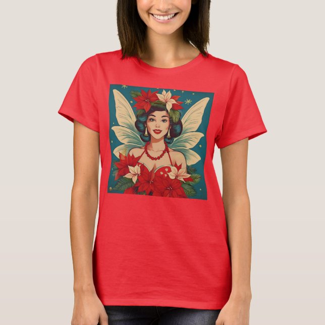 Camiseta Navidades tropicales retro años 50 Pin-Up Beauty Q (Anverso)