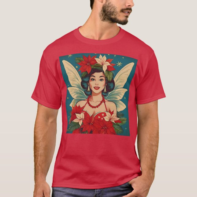 Camiseta Navidades tropicales retro años 50 Pin-Up Beauty Q (Anverso)