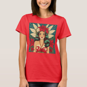 Camiseta Navidades tropicales retro de los años 50 Chica de