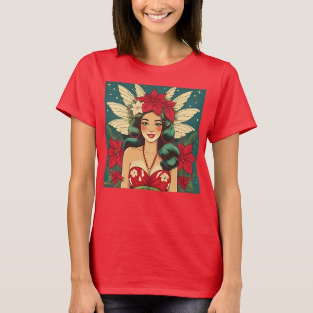 Camiseta Navidades tropicales retro de los años 50 Chica de (Anverso)