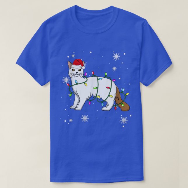 Camiseta Navidades turcos de un gato iluminan a un gato Nav (Diseño del anverso)