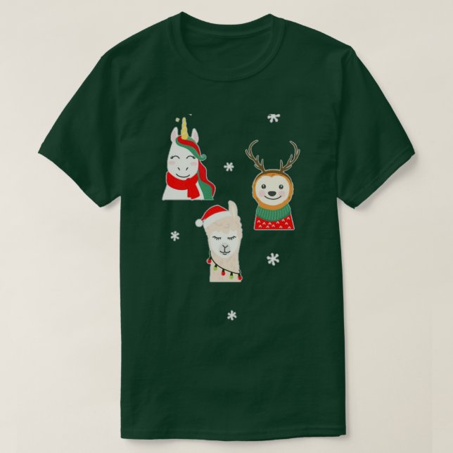 Camiseta Navidades Unicorn Deer Lama (Diseño del anverso)