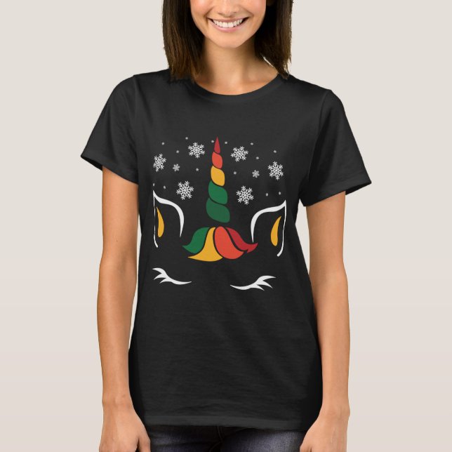 Camiseta Navidades unicornios de cara cortan el brillo de n (Anverso)