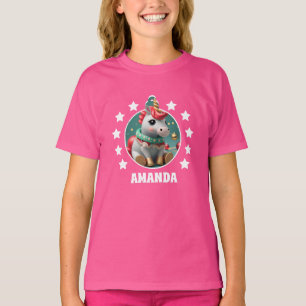 Camiseta Navidades unicornios personalizan el rosa