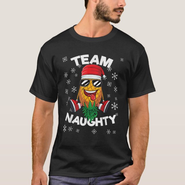 Camiseta Navidades Upside Down Pineapple Team Naughty Santa (Anverso)