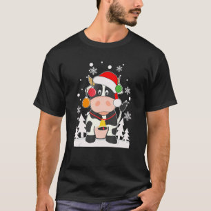 Camiseta Navidades Vaca Calf Santa Hat Snowflakes Noches di
