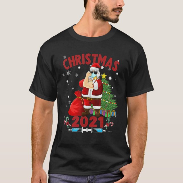Camiseta Navidades vacunados con máscara de vestir de Santa (Anverso)