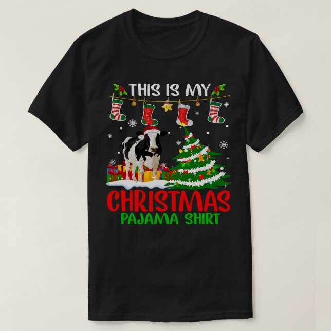 Camiseta Navidades vacuno divertidos alumbran Santa Navidad (Diseño del anverso)