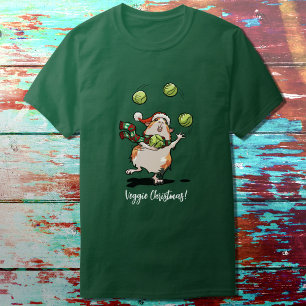 Camiseta ¡Navidades Veggie! Cerdo de Guinea con brotes de m