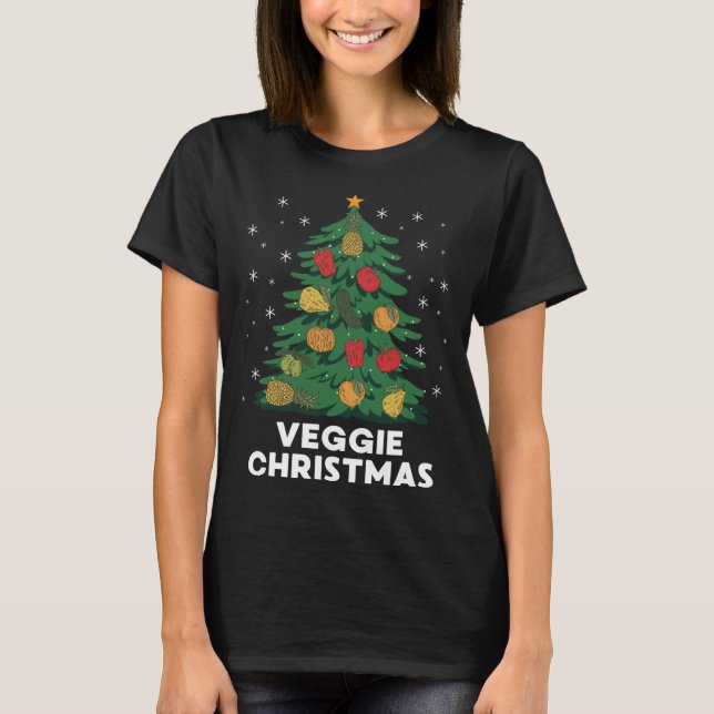 Camiseta Navidades Veggie Divertido Árbol de Navidad Fruto  (Anverso)