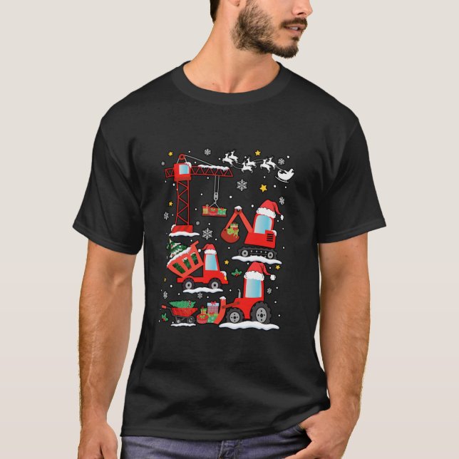 Camiseta Navidades Vehículo de Construcción Crane Truck Fun (Anverso)
