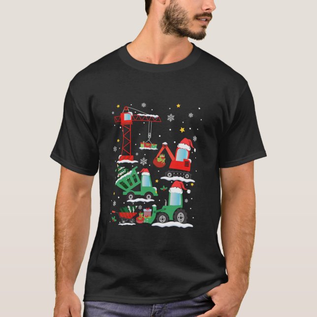 Camiseta Navidades Vehículo de Construcción Crane Truck Tod (Anverso)