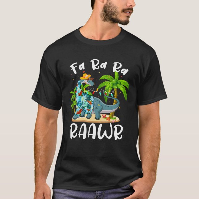 Camiseta Navidades veraniegos de los dinosaurios de cuello  (Anverso)