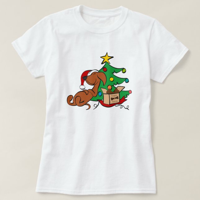 Camiseta Navidades Vibes Dachshund Perro T-Shirt (Diseño del anverso)