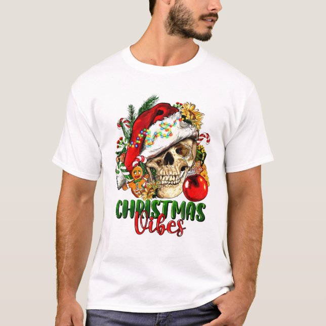 Camiseta Navidades Vibes Skeleton Skull (Anverso)