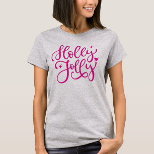 Camiseta Navidades Vivid Pink Holly Jolly