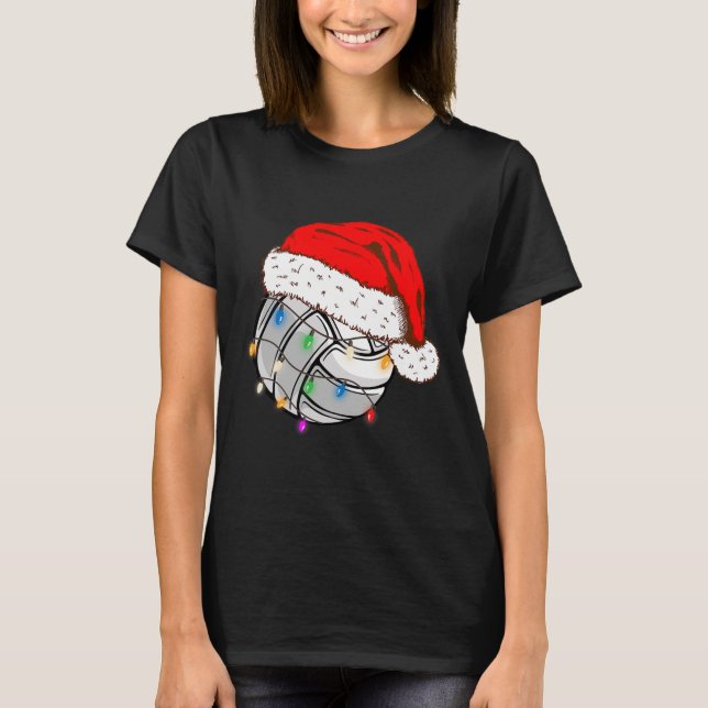 Camiseta Navidades Voleibol Ball Santa Hat Funny Sport Xm (Anverso)