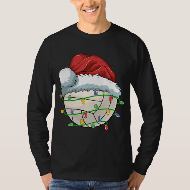 Camiseta Navidades Voleibol Ball Santa Hat Light Funny Sp (Anverso)