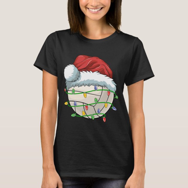Camiseta Navidades Voleibol Ball Santa Hat Light Funny Sp (Anverso)