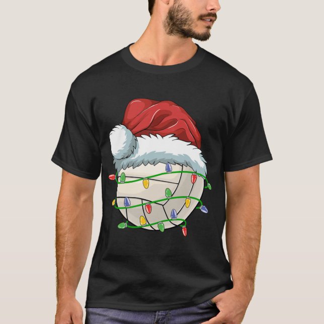 Camiseta Navidades Voleibol Ball Santa Hat Light Funny Sp (Anverso)