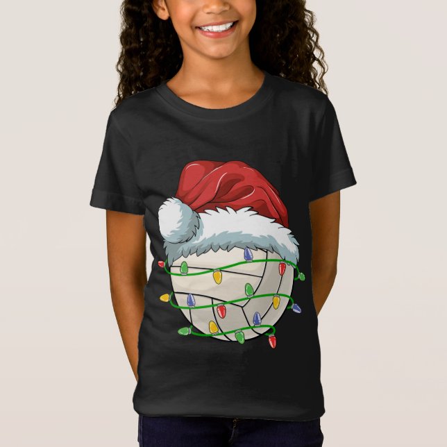 Camiseta Navidades Voleibol Ball Santa Hat Light Funny Sp (Anverso)