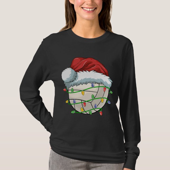 Camiseta Navidades Voleibol Ball Santa Hat Light Funny Sp (Anverso)